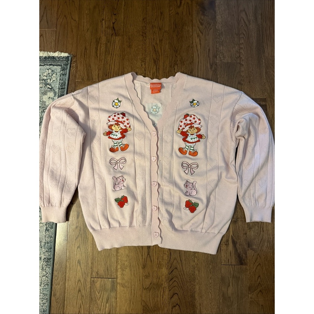 Strawberry Shortcake  Size 3X pink Embroidered cardigan sweater